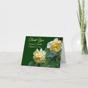 Cartão De Agradecimento Casamento Personalizado Floral de Rosas Amarelas
