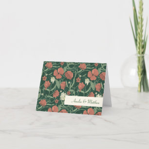 Cartão De Agradecimento Casamento Personalizado Floral Verde Russo Elegant