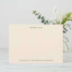 Cartão De Agradecimento Casamento Personalizado Máquina de Escrever Creme 