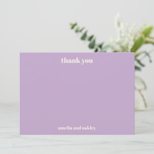 Cartão De Agradecimento Casamento Personalizado Minimalista Lavanda Retro