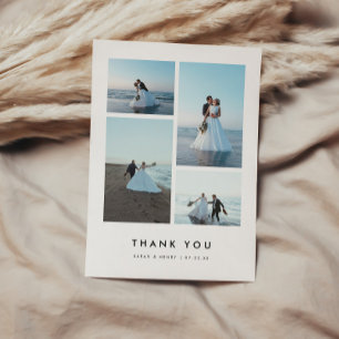 Cartão De Agradecimento Casamento Personalizado Minimalista Moderno com 4