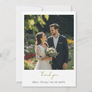 Cartão De Agradecimento Casamento Personalizado Moderno Elegante - Obrigad