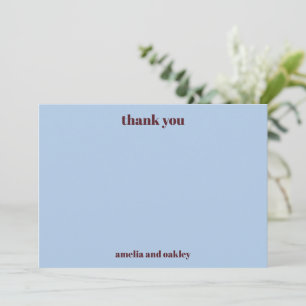 Cartão De Agradecimento Casamento Personalizado Ousado Minimalista Azul Ou