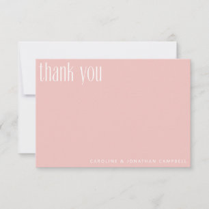 Cartão De Agradecimento Casamento Personalizado Rosa Bege Minimalista Mode