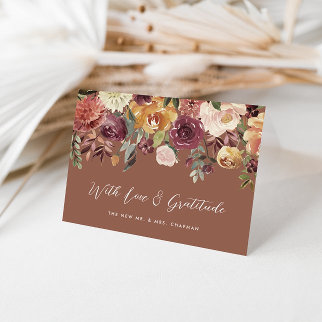 Cartão De Agradecimento Casamento Personalizado Rustic Bloom (Criador carregado)