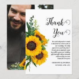 Cartão De Agradecimento Casamento Personalizado Rustic Sunflower