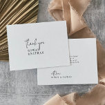 Cartão De Agradecimento Casamento Plana Branco e Preto Chic Moderno<br><div class="desc">Este moderno cartões de agradecimentos de casamento preto e branco chic é perfeito para um casamento simples. O design de boho minimalista apresenta uma tipografia rústica única e na moda boêmica em preto e branco mínimo limpo. Personalize a parte traseira do cartão com seus nomes e uma mensagem de obrigado....</div>