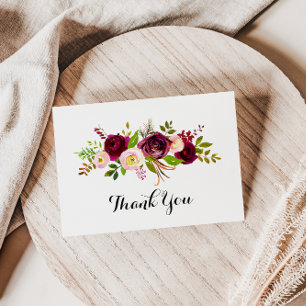 Cartão De Agradecimento Casamento Plana Floral Rustic Blush Burgundy