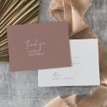 Cartão De Agradecimento Casamento Plana Rosa-Rosa-Cinnamon-Chic Moderno<br><div class="desc">Este moderno cartões de agradecimentos de casamento rosa-canela é perfeito para um casamento simples. O romântico boho design apresenta uma tipografia rústica única e na moda boêmica em uma cor empoeirada de molho rosa. Personalize a parte traseira do cartão com seus nomes e uma mensagem de obrigado. Como alternativa, deixe...</div>