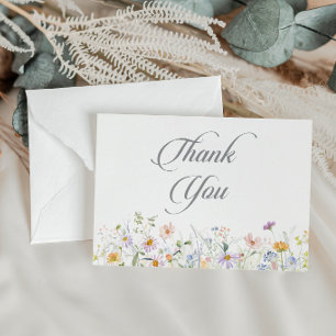 Cartão De Agradecimento Casamento Plano com Flores Silvestres do Jardim Ca
