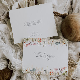 Cartão De Agradecimento Casamento Plano de Flor Silvestre Boho Colorido Fe