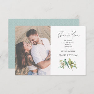 Cartão De Agradecimento Casamento por Aquarela Azul Verde