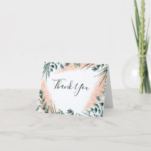 Cartão De Agradecimento Casamento por Aquarela Moderno Pampas Greenery