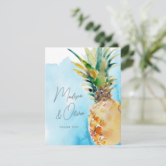 Cartão De Agradecimento Casamento por Aquarela Tropical Vibrante (Em pé/Frente)