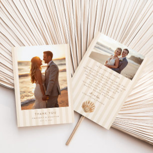 Cartão De Agradecimento Casamento Praiano com Monograma de Concha Capricho
