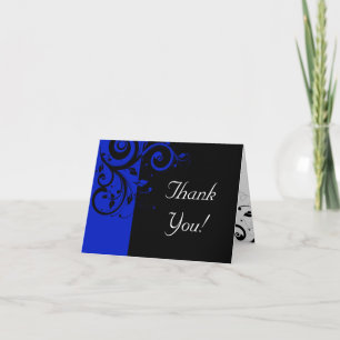 Cartão De Agradecimento Casamento Preto/Azul Real Redemoinho Reverso