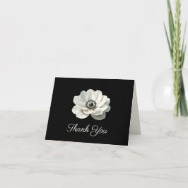 Cartão De Agradecimento Casamento preto e branco da Flor Moderna Elegante