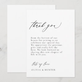 Cartão De Agradecimento Casamento Preto e Branco Moderno Chic
