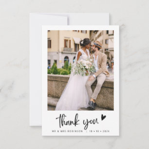 Cartão De Agradecimento Casamento preto e branco na moda
