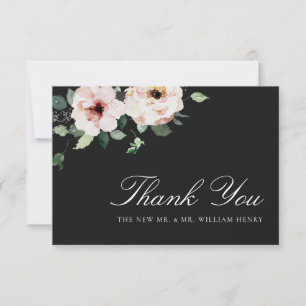 Cartão De Agradecimento Casamento Preto Elegante