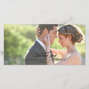 Cartão De Agradecimento Casamento Puro De Elegância Obrigado - Preto