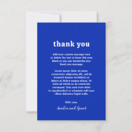 Cartão De Agradecimento Casamento Real Azul Moderno Retro Font