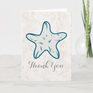 Cartão De Agradecimento Casamento Real Blue Rustic Starfish Obrigado