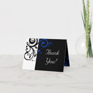 Cartão De Agradecimento Casamento Redemoinho Ousado Preto/Branco/Azul Coba