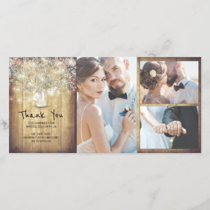 Cartão De Agradecimento Casamento Respiratório de Rustic Mason Jar Baby Ob