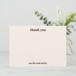 Cartão De Agradecimento Casamento Retro Marrom Minimalista Ousado Personal