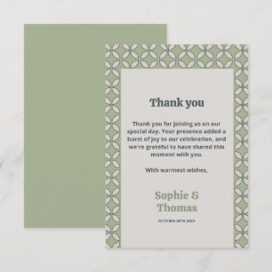 Cartão De Agradecimento Casamento Retro Mod de Meados do Século em Verde O
