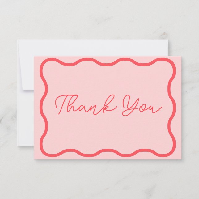 Cartão De Agradecimento Casamento retrorreflector de onda rosa (Frente)