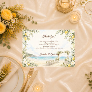 Cartão De Agradecimento Casamento Romântico à Beira-Mar