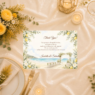 Cartão De Agradecimento Casamento Romântico à Beira-Mar