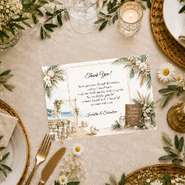 Cartão De Agradecimento Casamento Romântico Boho de Elegância Costeira