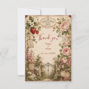 Cartão De Agradecimento Casamento Romântico cottagecore Jardim Secreto