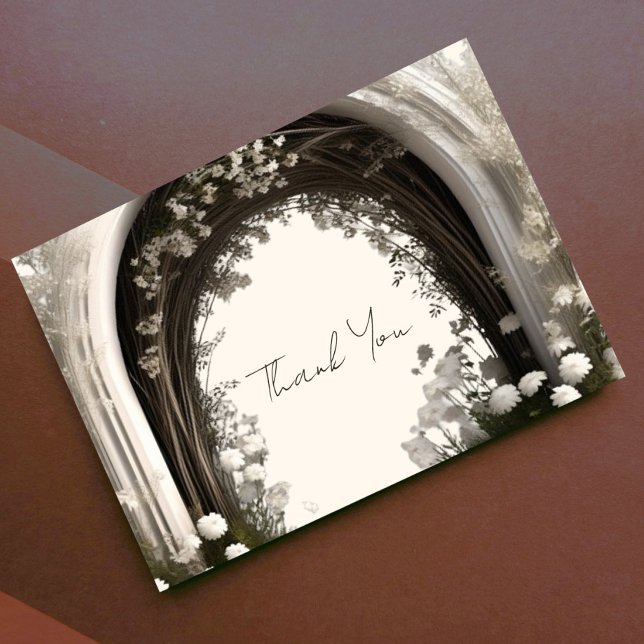 Cartão De Agradecimento Casamento Romântico de Arca Botânica (Romantic Boho Botanical Arch Wedding Thank You Card)