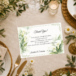 Cartão De Agradecimento Casamento Romântico de Lírio-de-Calla da Primavera