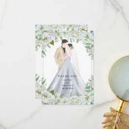 Cartão De Agradecimento Casamento Romântico em Aquarela