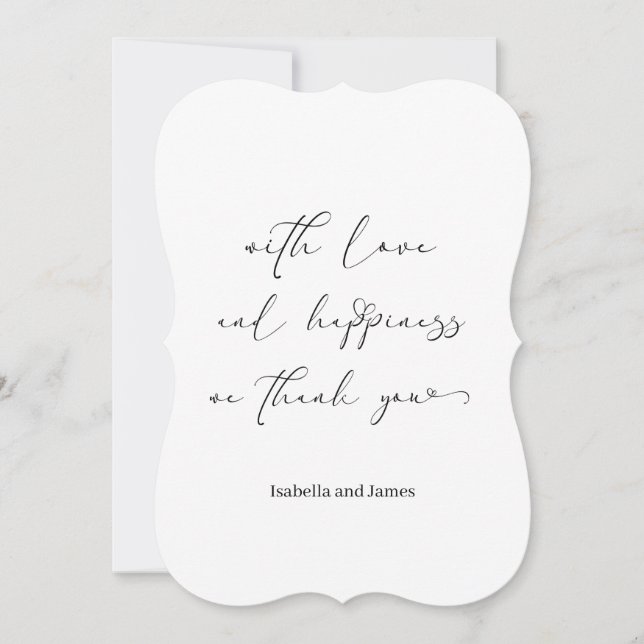 Cartão De Agradecimento Casamento romântico entre amor e felicidade legant (Frente)