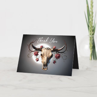 Cartão De Agradecimento Casamento Romântico Medieval do Crânio de Vaca