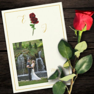 Cartão De Agradecimento Casamento Rosa Dourada Marfim