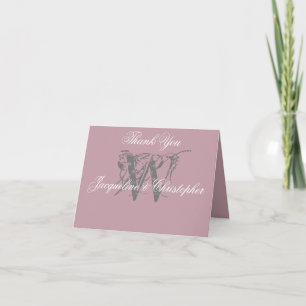 Cartão de Agradecimento Casamento Rosa Empoeirado 