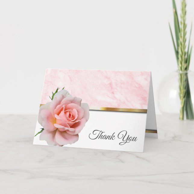 Cartão De Agradecimento Casamento Rosa Rosa Elegante (Frente)