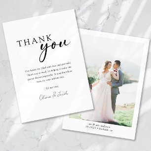 Cartão De Agradecimento Casamento Roteiro de Foto Minimalista Moderna