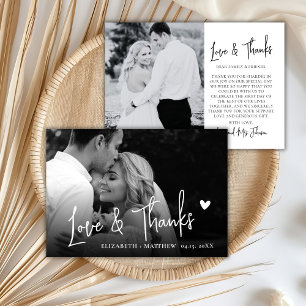 Cartão De Agradecimento Casamento Roteiro Foto Preto e Branco 2 Amor e Agr