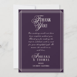 Cartão De Agradecimento Casamento Roxo Luxo