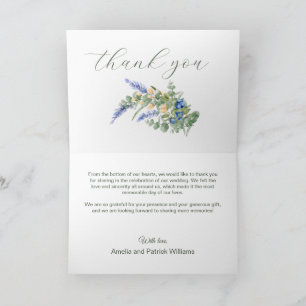 Cartão De Agradecimento Casamento Russo da Lavanda de Flores Selvagens-Blu