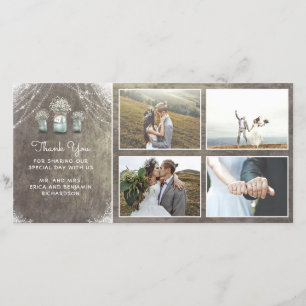 Cartão De Agradecimento Casamento Russo da Respiração do Bebê e Mason Jars