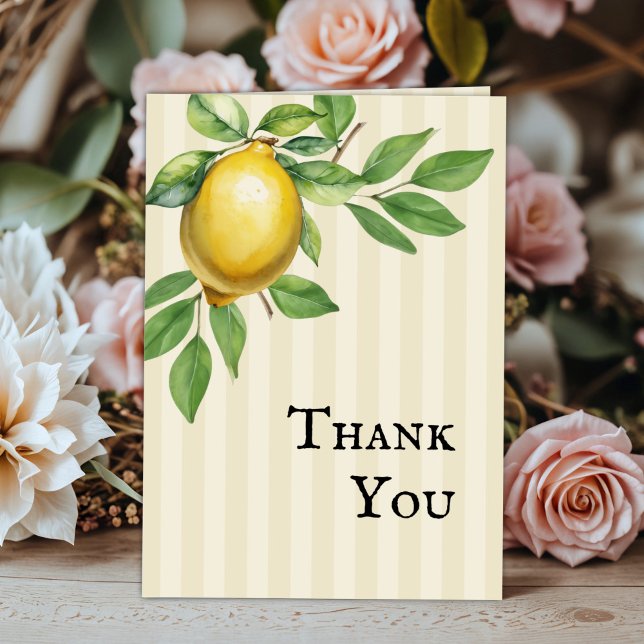 Cartão De Agradecimento Casamento Russo de Citrinos Amarelo-Limão-Aquarela (Criador carregado)